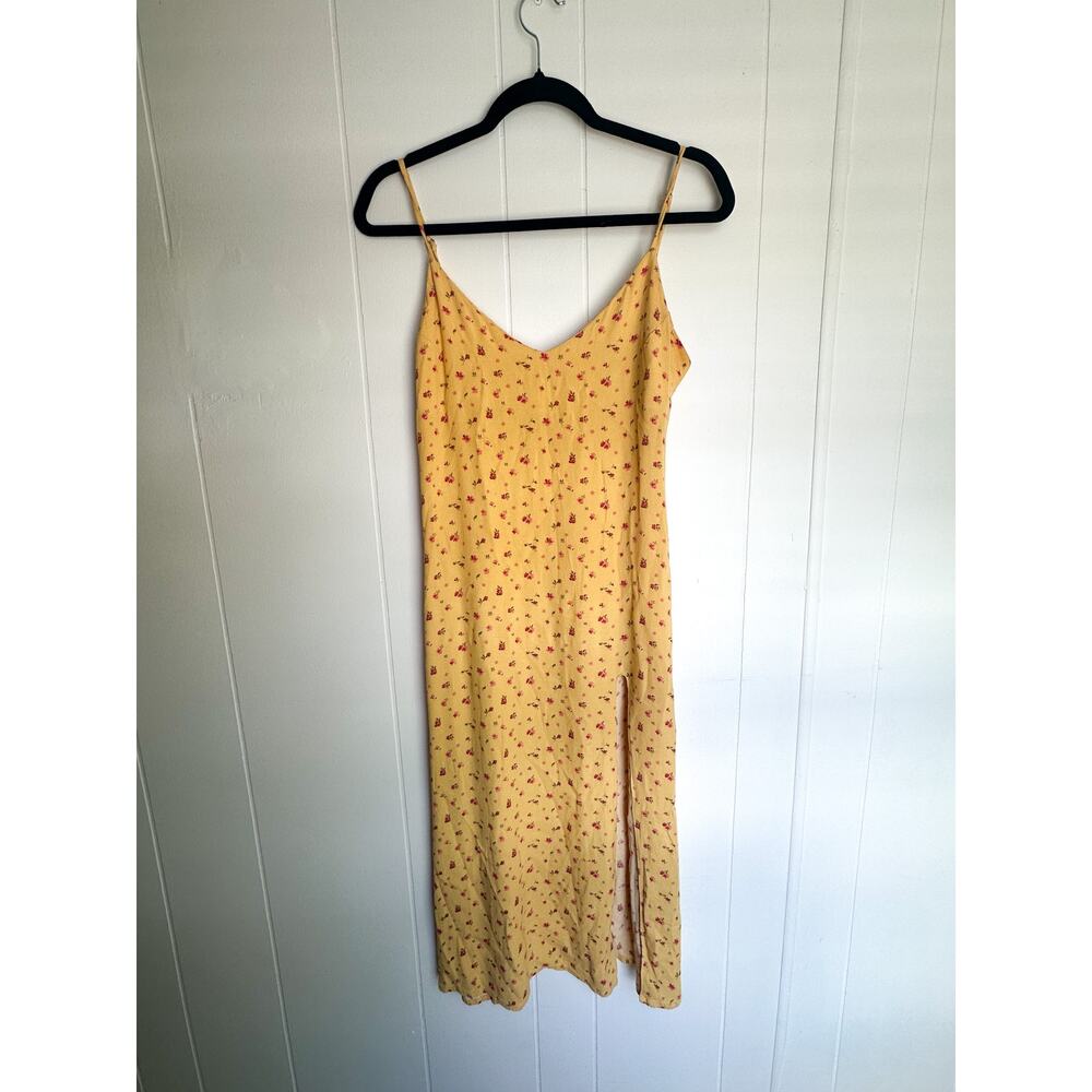 Reformation Yellow Floral Midi Dress Women's 8